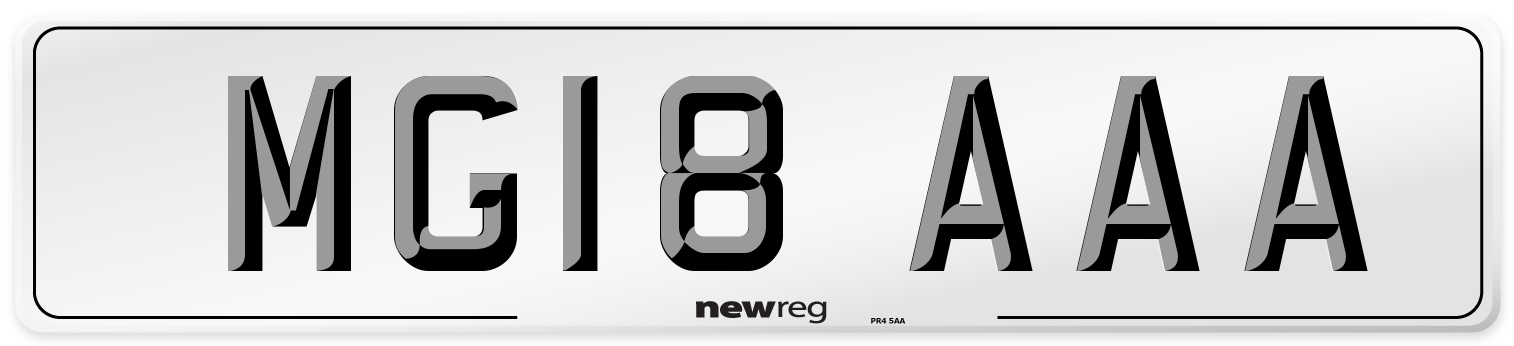 MG18 AAA Number Plate from New Reg